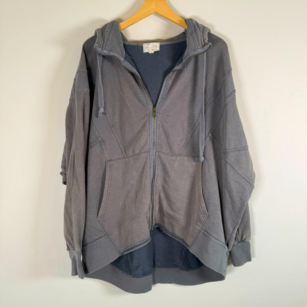 Oli & Hali Oversized Slouchy Zip Up Down Basic StreetWear Boxy Jacket Gray Large